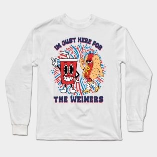 4Th Of July Hot Dog I'm Just Here For The Wieners Long Sleeve T-Shirt